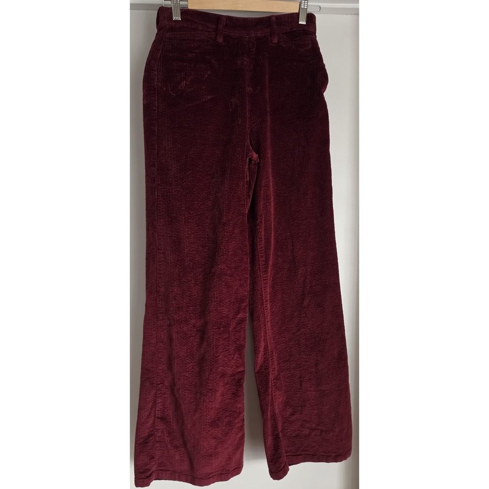 ModCloth Burgundy Corduroy Pants Size 2 Casual Retro Cotton Straight Trousers